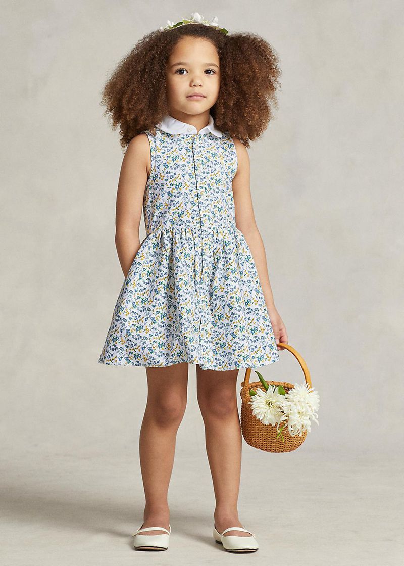 Vestidos Polo Ralph Lauren Niña 1.5-6.5 Años Floral Cotton Oxford Shirt Chile Azules YDJZS-9568